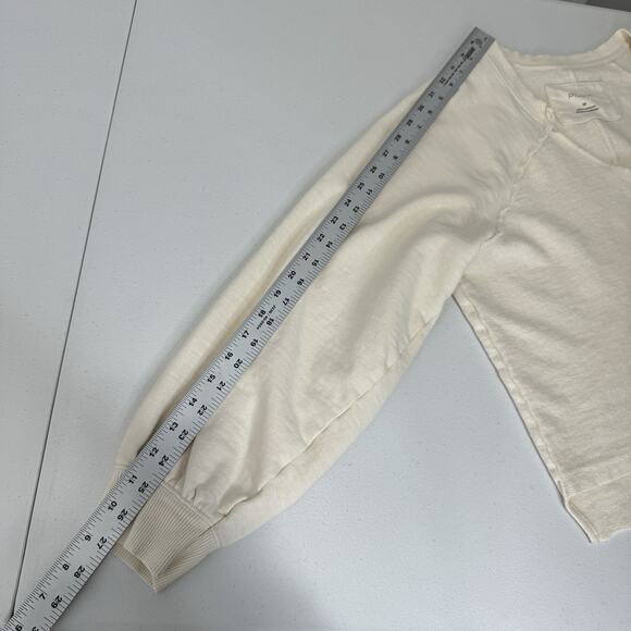 Pilcro Anthro Womens Sweatshirt M Beige Reworked Popover Terry Asymmetric Lounge - Picture 6 of 12